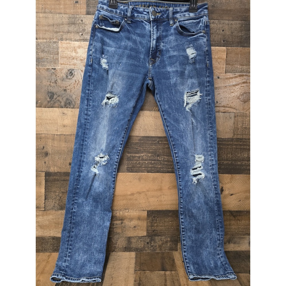 American Eagle Distressed Mens Jeans 30x30 (30X29.5) Flex Stretch Skinny Denim